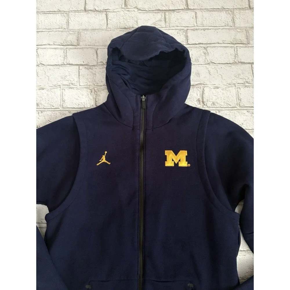 Jordan Hoodie Men Medium Blue 465 Icon‎ Fleece Michigan Wolverines Tech Full Zip